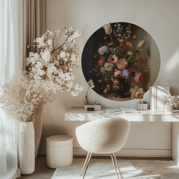 Vintage Flower Painting Round